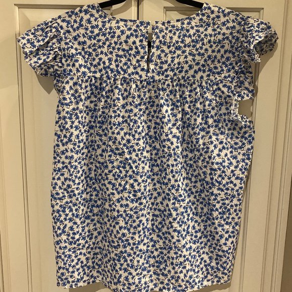 J. Crew Floral Ruffle Sleeve Top - Picture 2 of 3